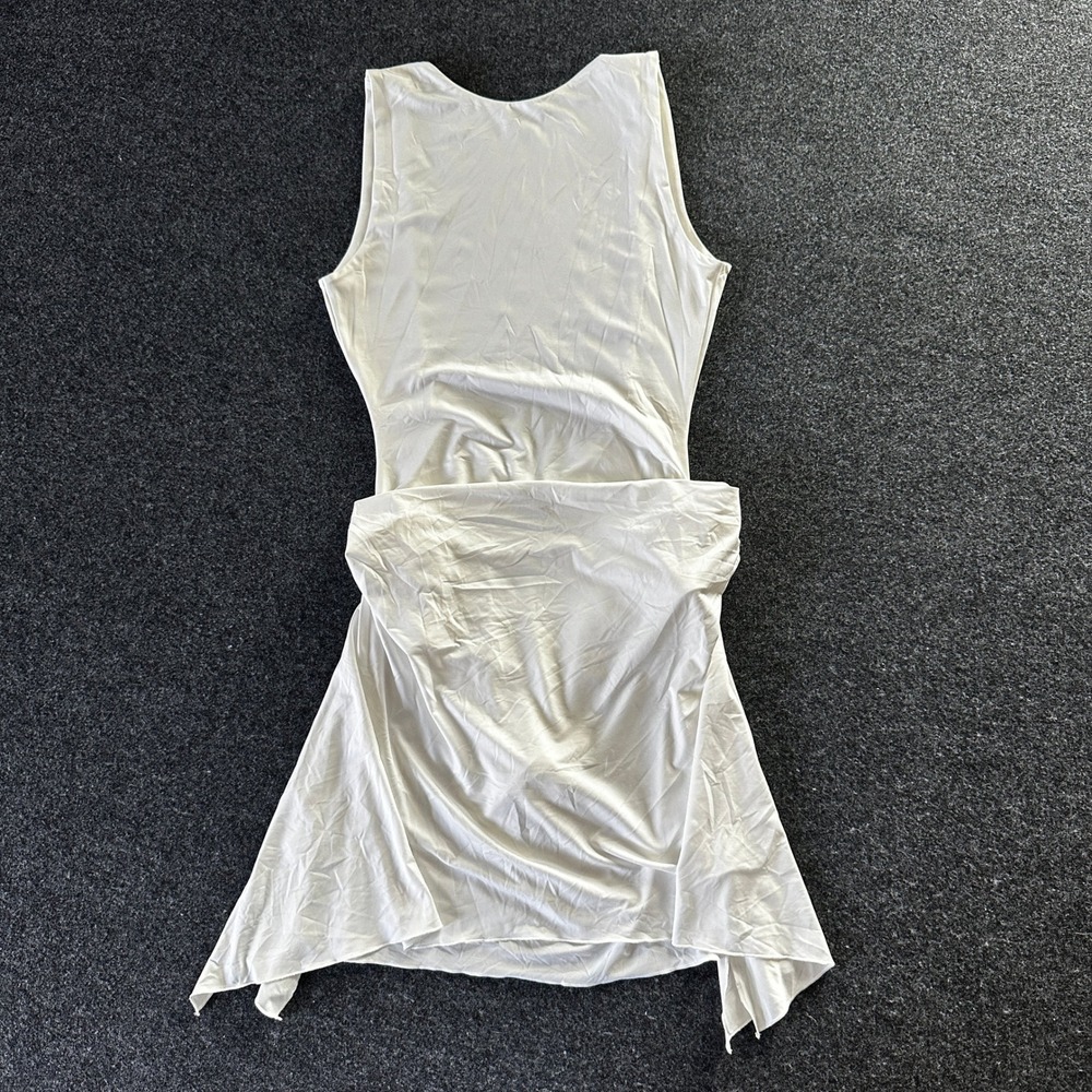 Oh Polly White Sleeveless Open Back Bodysuit Asymmetrical Skirt Dress Small
